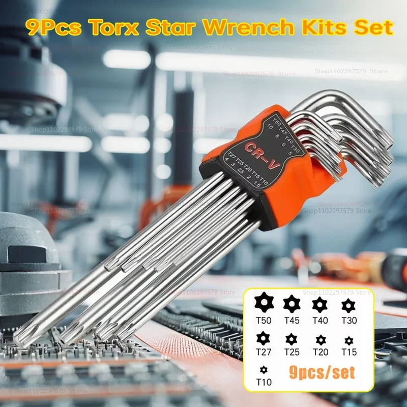 Car Accessories Workshop - 9個入りL型両頭ドライバーセット、六角レンチ、トルクスレンチ、9サイズ、自動車修理ハンドツール、機械メンテナンスキット