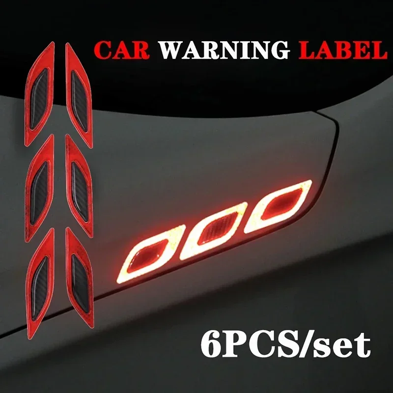 Car Accessories Exterior - 6 ピース/セット車の反射ステッカー傷防止安全警告ステッカーモトトラック自動車モーター外装装飾アクセサリー