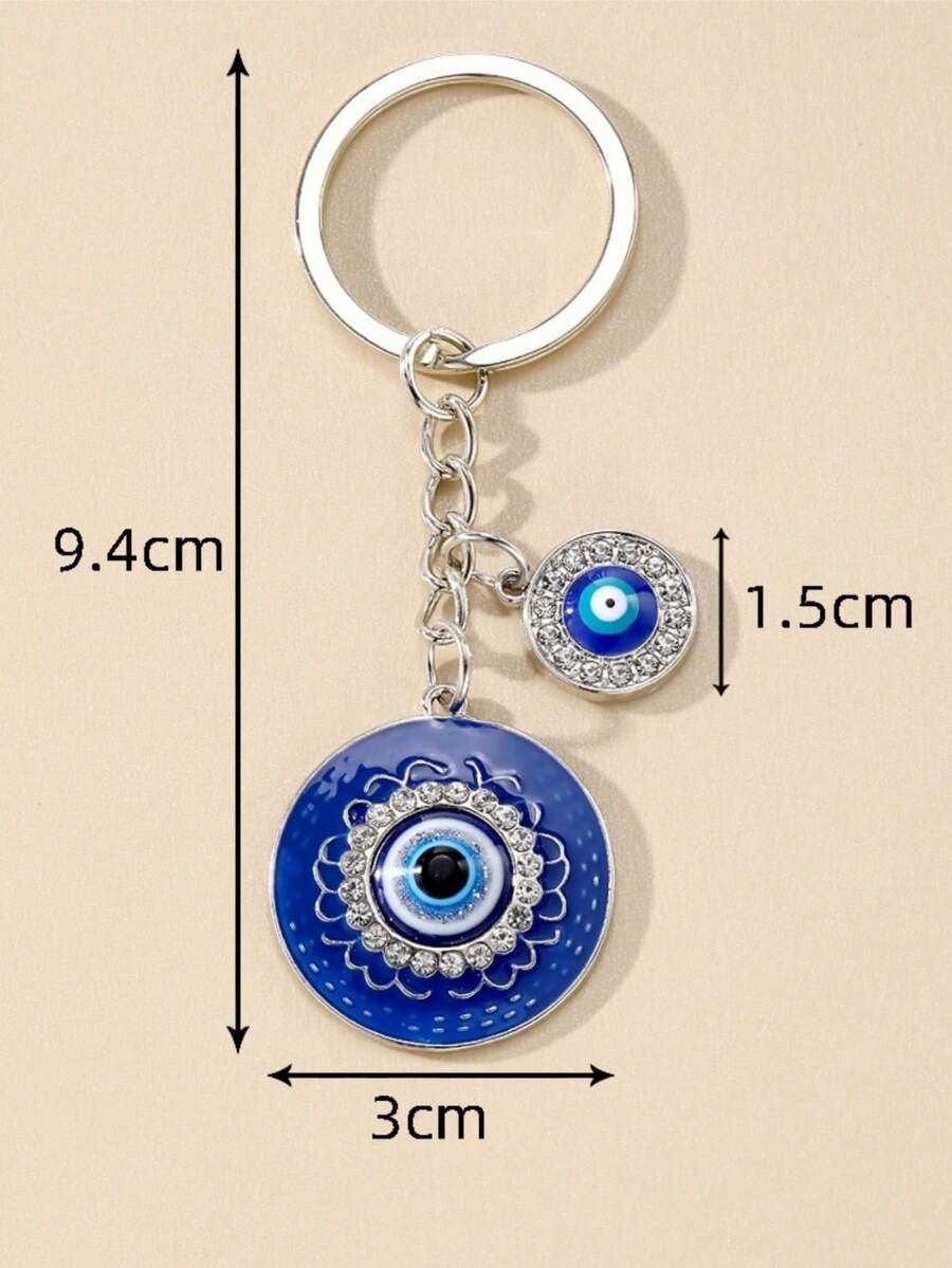Car Accessories Unique - 1個入り ユニセックス トルコ邪視ペンダントキーホルダー ラインストーン付き、ファッショナブルでユニークなチャーム 車アクセサリー バッグチャーム