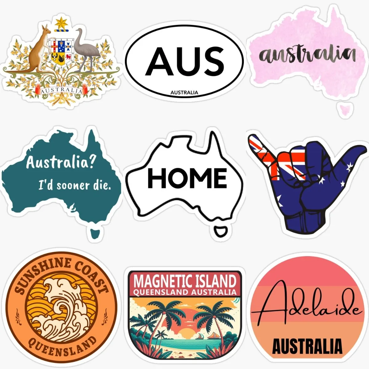 Car Accessories Australia - クリエイティブ AUS オーストラリア国旗地図国章カンガルー PVC ステッカー装飾冷蔵庫車バン壁窓デカールアクセサリー