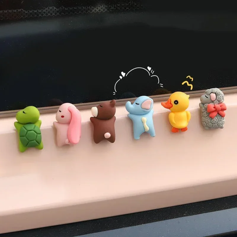 Car Accessories Unique - 6 個のかわいいミニアヒル車内装飾面白い漫画動物自動車センターコンソールバックミラー装飾品カーアクセサリー