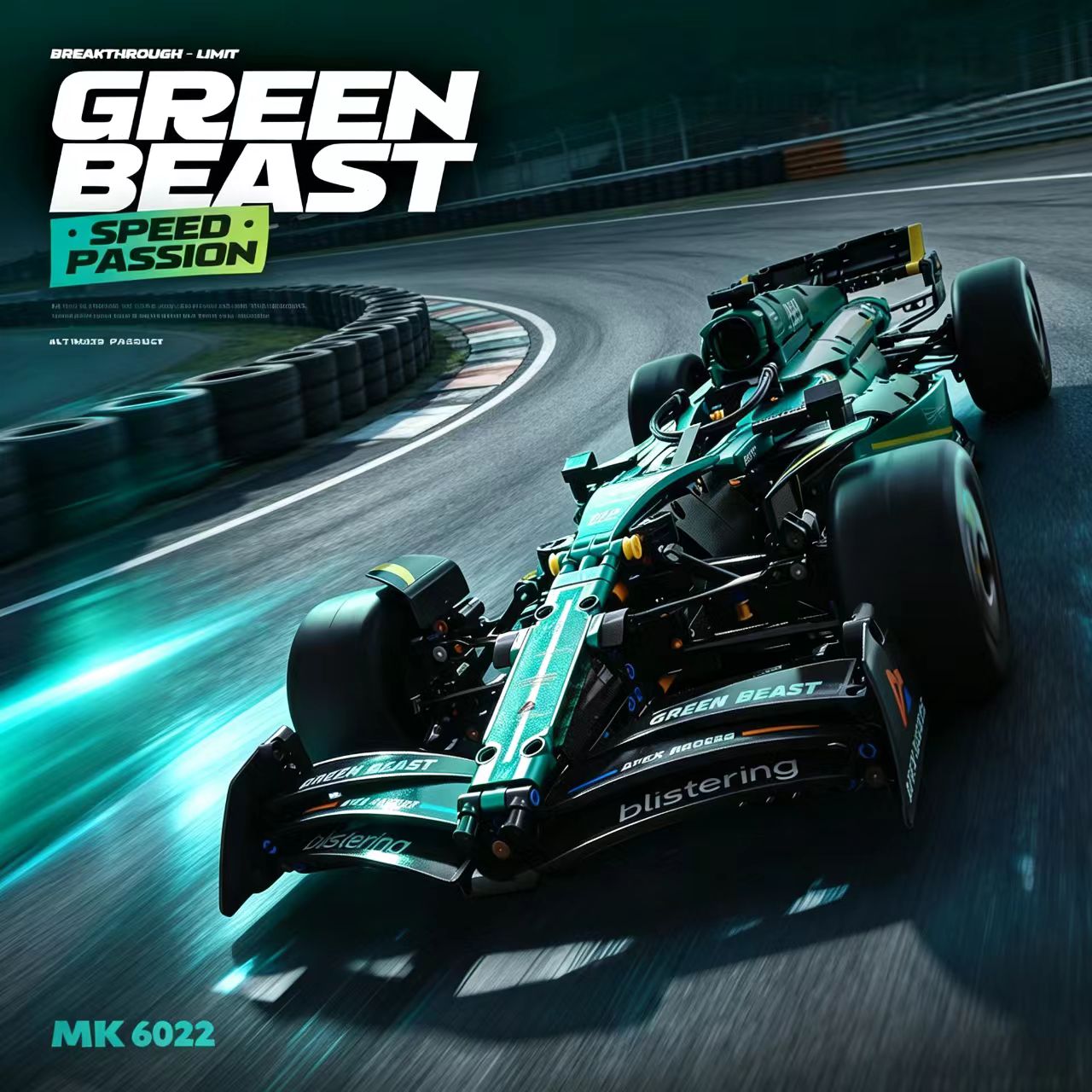 Car Accessories Unique - 新しい2026年版1912PCS電気メッキグリーンスーパーレーシングカーMK6022組み立て式ホームデコレーションアイテムは、ホリデーギフトとして最適です。