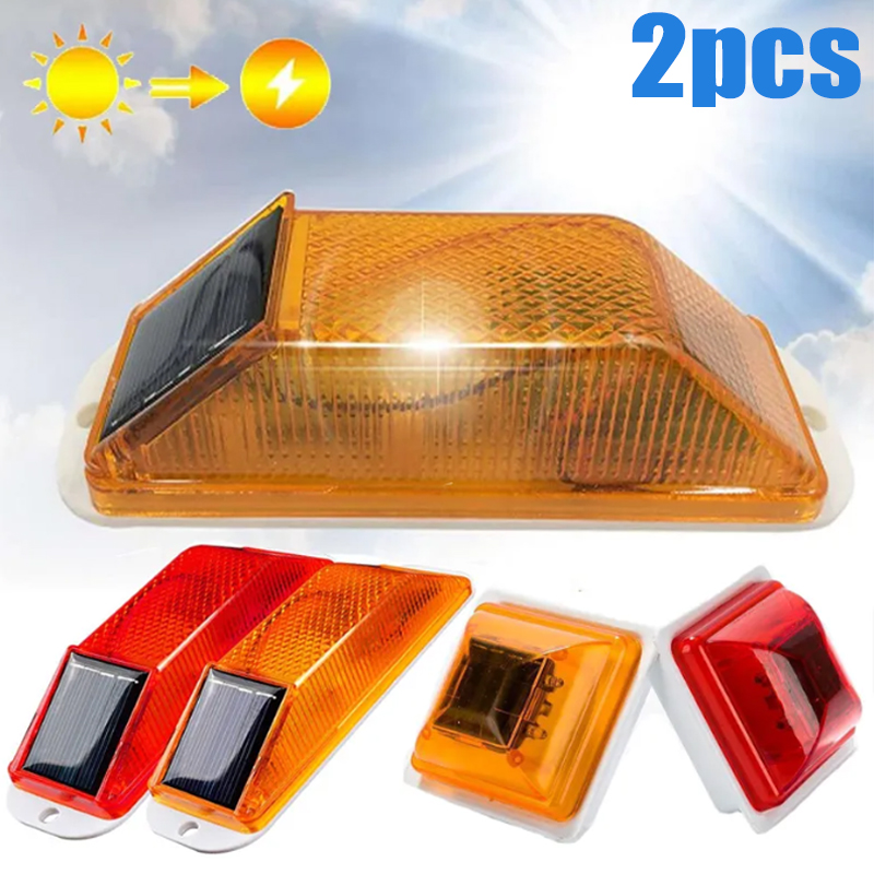 Car Accessories For Night Driving - 充電式ソーラーストロボ警告灯,LEDランプ,夜間安全運転,点滅ライト,LEDチップ,カーアクセサリー,2個