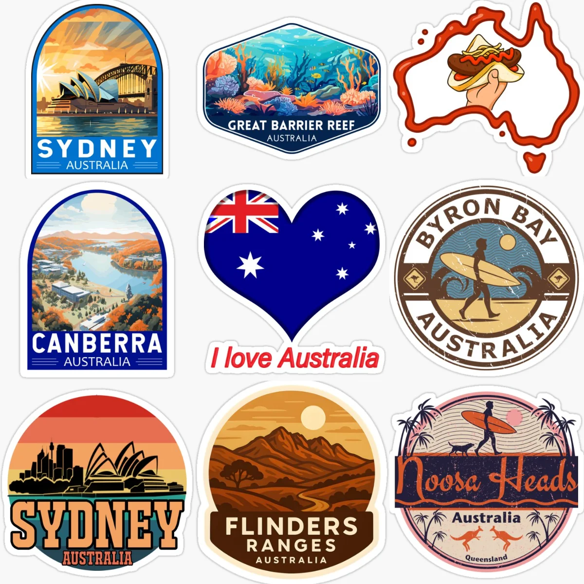 Car Accessories Australia - AUS オーストラリア国旗マップエンブレムクリエイティブ防水車のステッカー車自転車バンヘルメット窓オフロード装飾アクセサリー