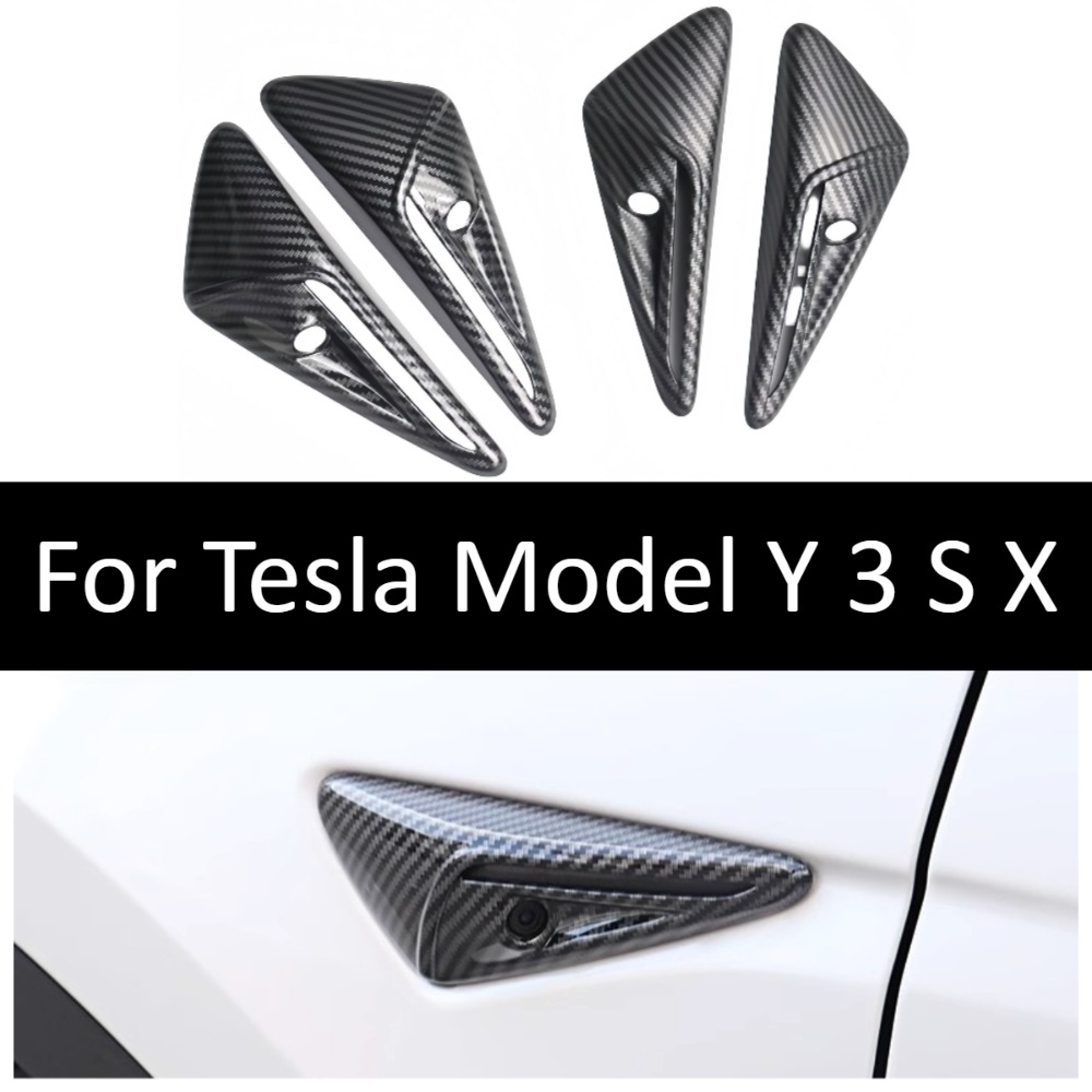 Car Accessories Exterior - カーボンファイバーカメラカバートリムテスラモデル Y 3 S X リフレッシュボディ外装ステッカープロテクターカーアクセサリー装飾スタイリング