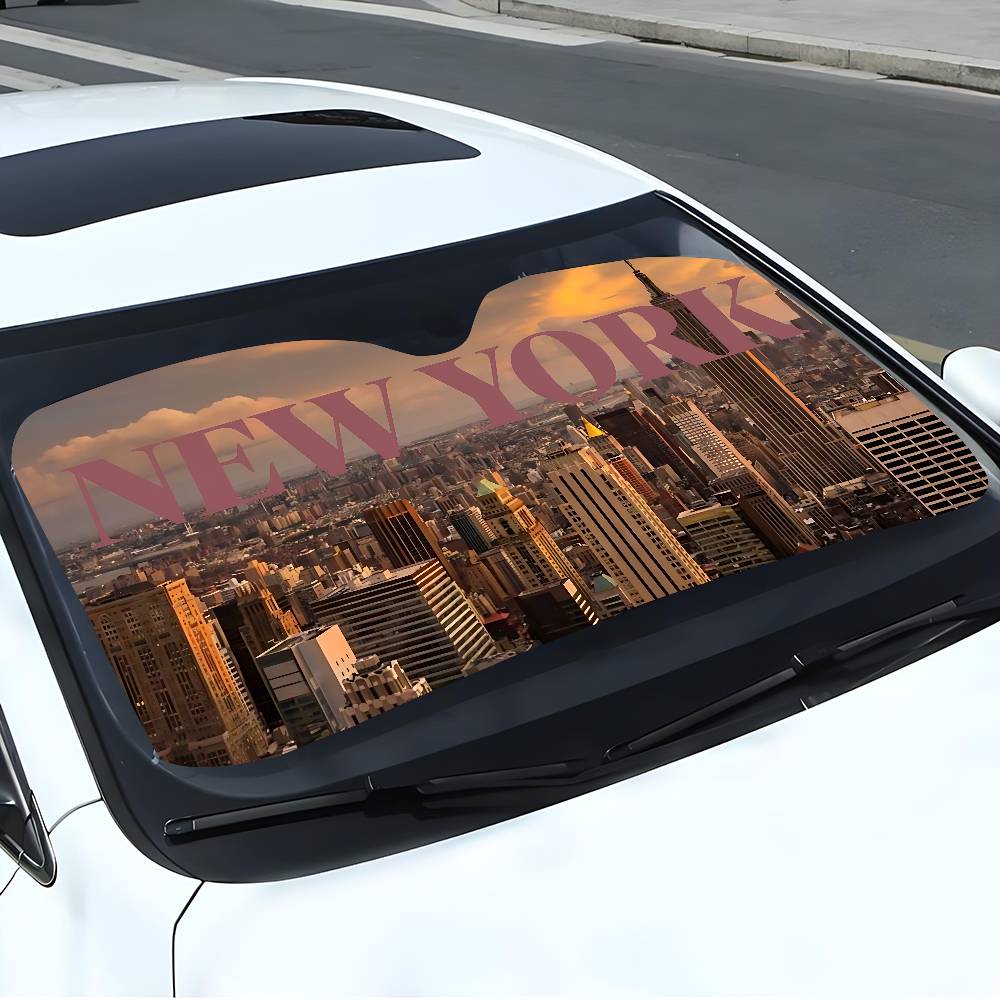 ニューヨーク風の美的デザインカーサンシェード、フロントガラス - Car Accessories York のレビューと価格