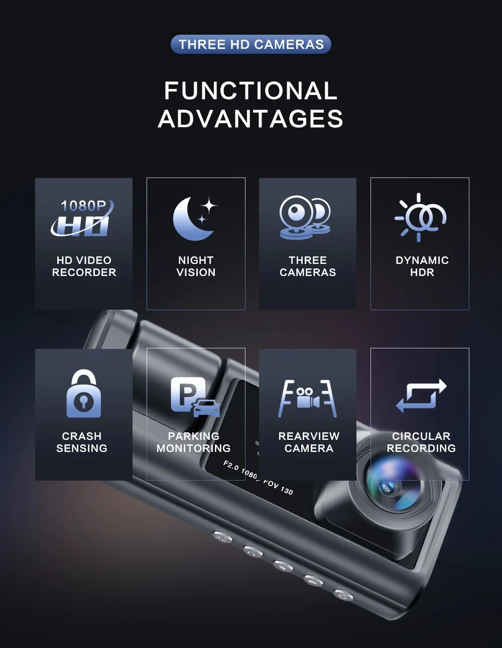 1080p FHD車載カメラ DVR WiFiドライブレコー - Car Accessories For Night Driving のレビューと価格