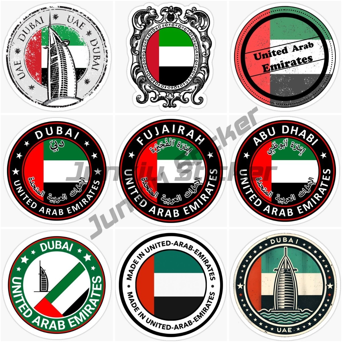 UAE ドバイ円形国旗エンブレムとバッジオートバイ車の窓デカ - Car Accessories In Dubai のレビューと価格