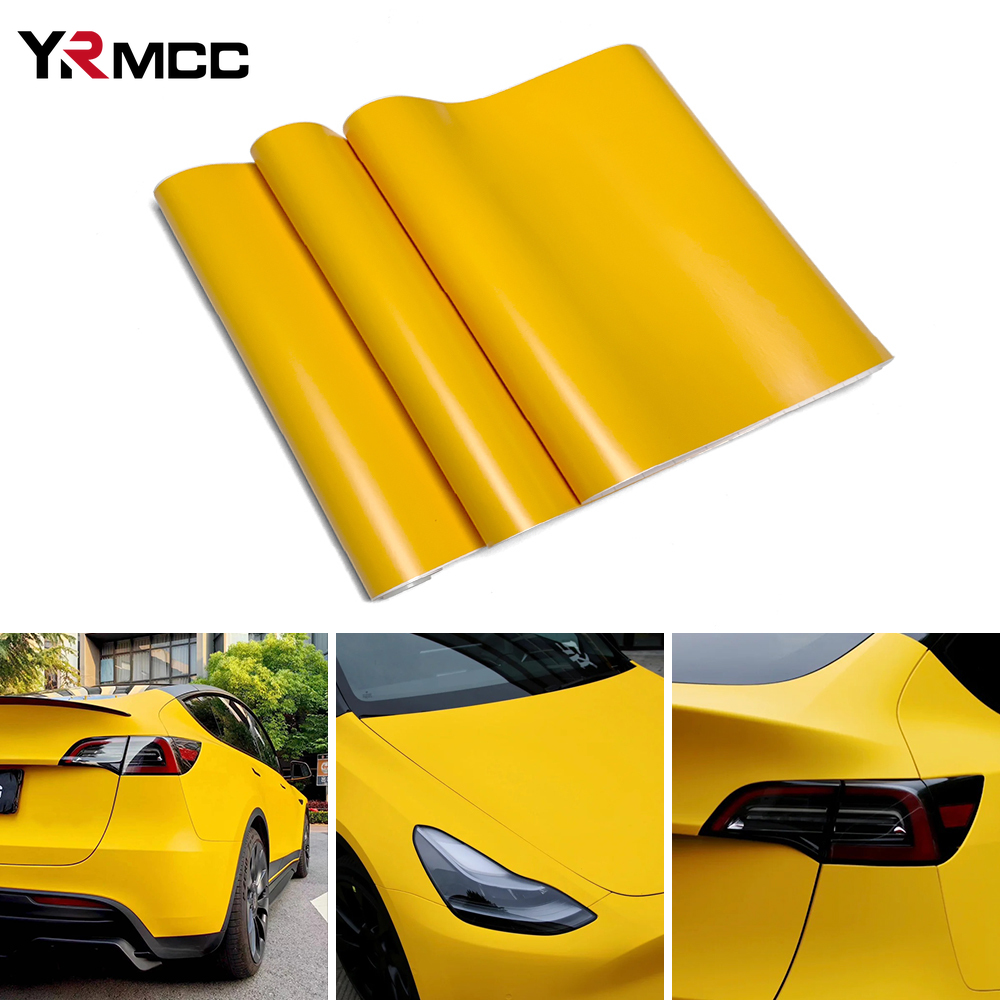 車のビニールラップフィルム DIY 車のステッカー黄色マット - Car Accessories Unique のレビューと価格