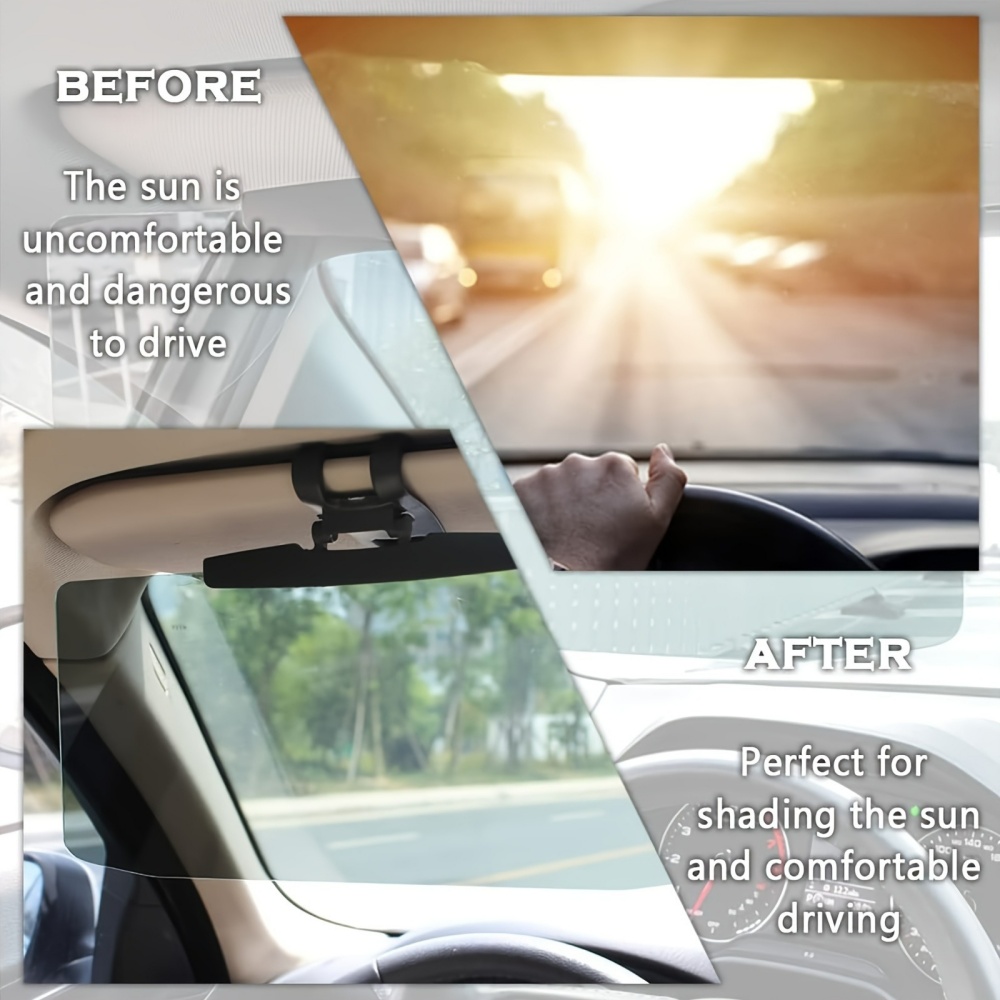ユニバーサルカーアンチグレアバイザーエクステンダー偏光UV保 - Car Accessories For Night Driving のレビューと価格