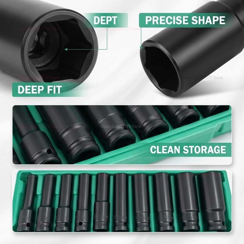10個入りソケットレンチセット 8-24mm 調整可能 空気 - Car Accessories Workshop のレビューと価格